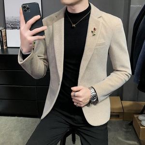 Erkekler Takım Moda Takım Ceket Mink Velvet Malzeme İş Slim Blazer'ın Koreli Versiyonu