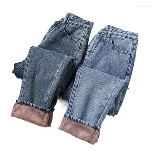 Jeans da donna Pantaloni in denim invernali a vita alta lavati da donna Pantaloni da neve oversize più pantaloni harem da cowboy in velluto casual addensati caldi