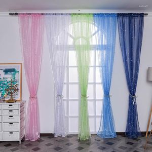 Curtain Polyester Solid Sheer Voile Curtains French Door Multi-Color Window Tulle Drapery For Living Room Balcony Decoration