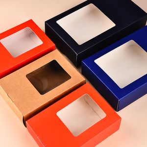 27X16.4X5.8cm Kraft Paper Box With Window Wholesale Gift Box Tea Packaging Box Underwear Folding Paper Boxes