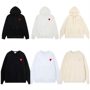 까마귀 남자와 여성 디자이너 Amisweater Paris Sweater Highs 품질 스웨터 자수 빨간 사랑 스프링 봄 목 점퍼 커플 스웨트 셔츠