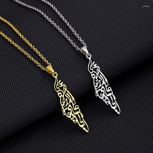 Pendant Necklaces Fashion Israel And Palestine Map Necklace For Men Women Stainless Steel Gold Silver Color Hollow Jewelry Gift