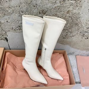 Primavera sobre botas de joelho coxa-alta bota alta apontou toe salto agulha nappa único designers de luxo feminino festa sapatos de casamento calçados de fábrica tamanho 35-40