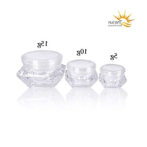 5g 10g 15g leere Kosmetikflasche Probe Hautpflege Creme Glas Topf Diamantform Kosmetik Verpackungsbehälter Lpegm
