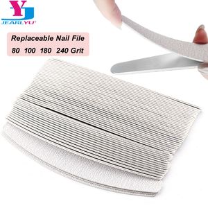 Nail Files 100Pcs Lot Thick Replacement Sandpaper Files 80 100 180 240 With Metal Handle Grey Replaceable Files For Saws Removable Pads Set 230912