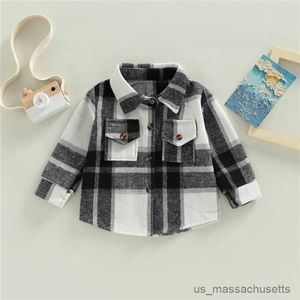 Jackets Kid Baby Boy Girl Cotton Plaid Shirt Jacket Infant Toddler Coat Winter Spring Autumn Warm Thick Outwear Baby Clothes R230912