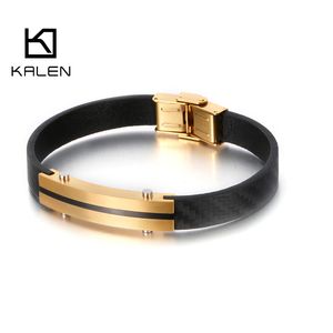 Bangle Kalen 22cm Fashion äkta läderarmband Men rostfritt stål Kontor Wrap Armband smycken Tillbehör 230911