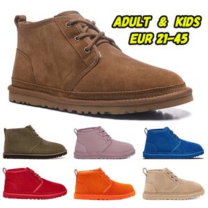 أعلى مصمم للنساء النعال رجال شتاء الأطفال الثلج Neumel Boots Ultra Mini منصة الخردل بذور Fluffy فرو