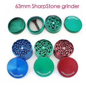 4Layer Sharpstone 63mm Öğütücü çinko alaşım öğütücüler sigara içme aksesuar cnc diş filtresi ağ kuru bitki tütün öğütücü