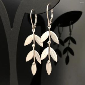 Hoop Earrings Fashion Flower Branch Plant Leaves Dangle Silver Color For Women Jewelry Party Gift