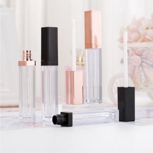 5 ml läppar glansbehållare flaska tom fyrkantig läppglansrör makeup läppolja container plaströr svart rosguld knuvj