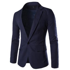 Męskie garnitury Blazers Men Suit Blazer Jacket Single Button Fashion Slim Solid Business Wedding Party Casual Style Asian Size311j