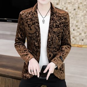 Men's Suits Blazers Classic Men's Suit Jacket Luxury Golden Velvet Blazers Business Casual Tops Slim Fit Small Suits Outwear Wedding Dress Coats 230912