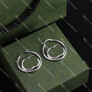 Orecchini a cerchio circolare Orecchini a forma di lettera in argento Designer Marchio Ear Loop Eardrop Orecchino geometrico per accessori di gioielli per feste di nozze