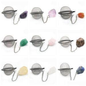 Key Rings Infusers For Loose Tea Mesh Strainer With Extended Chain Hook Stainless Steel Charm Energy Drip Trays Crystal Shaker Ball Dr Dhslo