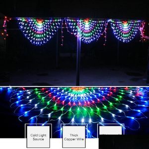 Dekoracje świąteczne Wróżka Garland Peacock Mesh Net LED Lights String Outdoor Window String