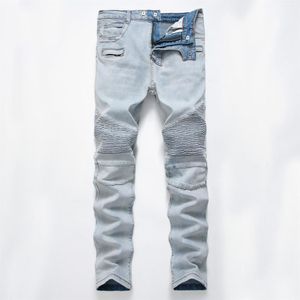 بنطلون جينز مصمم بنطلون جينز مزدحم بالرجال مع ثقوب متوسطة الارتفاع مستقيم الحجم 28-40 عالي الجودة الصلبة 238W