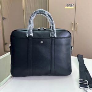 Berömd designer Mens Pure Leather Black Crossstripe Portcase Messenger Laptop Business Office Cross-Body Travelling Bag Axelväska Purse