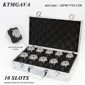 Watch Boxes Cases 10 Girds Luxury Premium Quality Box Aluminum Alloy Produc Pattern Storage Clock Collection Display Gift 230911