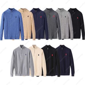 Herren-Pullover, Designer-Polo, halber Reißverschluss, Ralphs-Kapuzenpullover, langärmelig, gestrickt, Pferd, Twist, hoher Kragen, modisch, für Herren und Damen, Laurens-Stickerei, fortschrittliches Design, 665ess