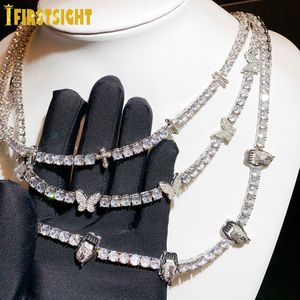 Ожерелья с подвесками Full Iced Out CZ Сердце Ожерелье 5 мм Цирконий Теннисная цепочка Колье Сексуальный рот Шарм Мода Хип-хоп Мужчины Женщины Ювелирные изделия 230911