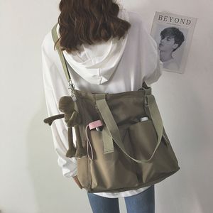 防水バッグ大容量キャンバスバッグ女性メッセンジャー韓国学生ハラジュク日本語のワンショルダー大きなバッグトートバッグなしブランドバッグ