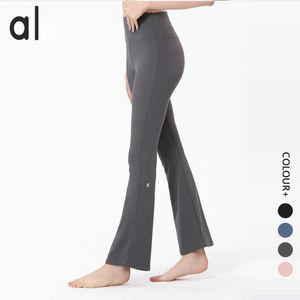 Align AL Women Yoga Pants Solid Color Nude Sports Shaping Waist Tight Fiess Loose Jogging Sportswear Womens Nine Point Flared Pant High Quality