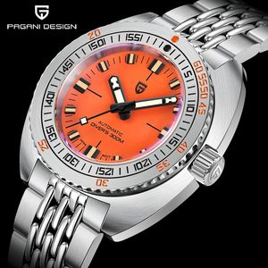 Relógios de pulso PAGANI DESIGN Mens Divers Relógios Mecânicos Automáticos NH38 Safira Aço Inoxidável 300m À Prova D 'Água AR Watch para Men302i