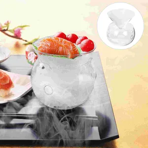 Servis uppsättningar Champagne Glass Dry Ice Salad Bowl Clear Dessert Vegetabilisk platta som serverar dekorativ