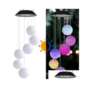 Trädgårdsdekorationer LED Solar String Lights Butterfly Dragonfly för Xmas Party Outdoor Love Hearts Ball Lamp Drop Delivery Home Patio OTCRC