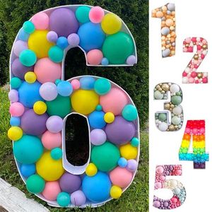 Decorazione per feste 73 cm Numero grande Cornice Stand Scatola di riempimento per palloncini Fai da te Baby Shower Compleanno Lettera Alfabeto Mosaico Anniversario Weddi243f