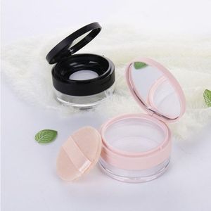 20g Loose Powder Container Bottle with Elastic Screen Mesh Black Pink Flip Cap Jar Cosmetic Case W Sifter Arrel