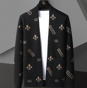 Мужские свитера, модный брендовый пчелиный осенне-зимний дизайнерский кардиган, кардиган больших размеров, вязаная куртка