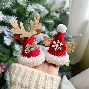 Little Christmas Hat Hairpin Cute Elk Snowflake Hair Accessories Jul Holiday Dress Up Headbonad