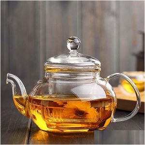 Coffee Tea Sets 1Pc Practical Resistant Bottle Cup Glass Teapot With Infuser Leaf Herbal 400Ml Drop Delivery Home Garden Kitchen D Otnpf