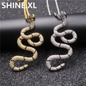 Iced Out ed Coral Snake Halsband Pendant Full Lab Diamond Gold Silver Plated Mens Hip Hop Jewelry Gift218w