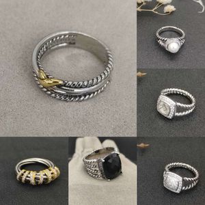 Anéis dy Torcida Twisted Twited Cross Ring Mulher Moda Platina Plated Black Thai Silver Hot Selling Designer Jóia Mulher Luxo Diamante Presente de Casamento Vintage