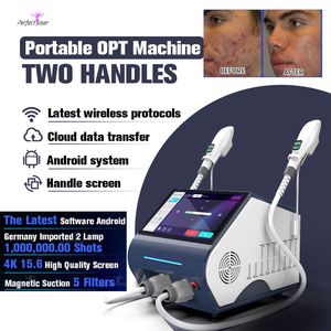 Kalıcı epilasyon ekipmanını OPT Cilt Gençleştirme Çilleri Tedavi Lazer Cihazı 5 Dalga Boyları Ance Çıkarma Yüz Kaldırma Makinesi