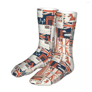 Calzini da uomo Calzini da donna in cotone con simboli britannici e sportivi in stile retrò britannico e londinese