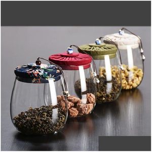 Storage Bottles Jars 1000Ml Food Glass Jar No Lead Kitchen Sealed Cans With Er Large Capacity Candy Tea Box Drop Delivery Home Gar Otmqy