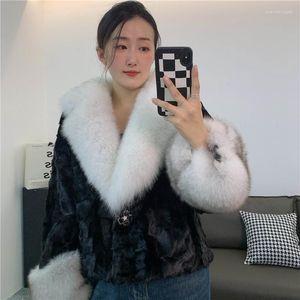 Women's Fur Coat With Mink Large Collar Size Mom