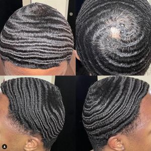 Afro Curl 360 Wellen PU Toupet Herren Perücke Volle Spitze Haarteile Chinesische Remy Menschenhaar Ersatz Mann Wellen Einheiten für Schwarze Männer224O