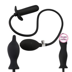 Silikon med pump Uppblåsbara vuxna produkter Anal Dilator Sex Toys For Women Men Expanderbar Butt Plug Massager197J