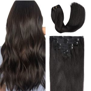 مشبك 120 جرام في ملحقات الشعر شعر حقيقي بشعر مستقيم REMY HAIR 7PCS رأس مزدوج رأس كامل