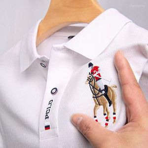 Men's Polos 2023 High Quality Spring And Summer Cotton Polo Shirt Top Business Leisure Sports Short-sleeved T-shirt S-4xl
