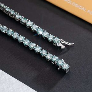 Luxury Blue Vvs Moissanite 5mm Tennis Chain Bling 925 Sterling Silver Hip Hop Unite Jewelry Green Tennis Necklace
