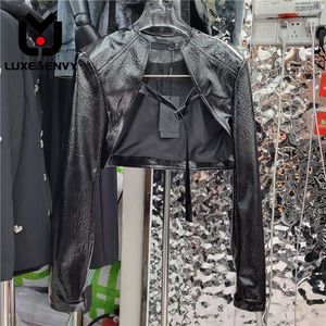 Women's Leather LUXE&ENVY Design Sense Motorcycle Wear Coat Fashionable Blast Street Short Shawl PU Jacket2023 Autumn