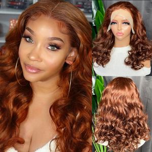 Top Quality Peruvian Indian Brazilian Brown Color 100% Raw Virgin Remy Human Hair Body Wave 13x4 Transparent Lace Frontal Short Wig