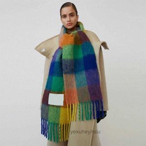 Halsdukar 2021 Vinter AC Imitation Cashmere Scarf Color Matchande tjock varm färgglad randig gradient sjal 250 36 cm