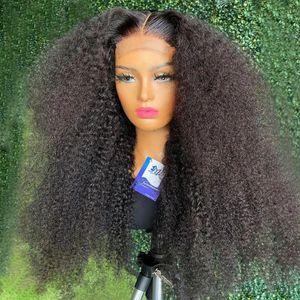 360 lockiges Echthaar-Perücken für schwarze Frauen, schwarze Afro-Perücke, HD, 13 x 4, verworrene, lockige Spitze-Frontal-Perücke, vorgezupft, synthetisch